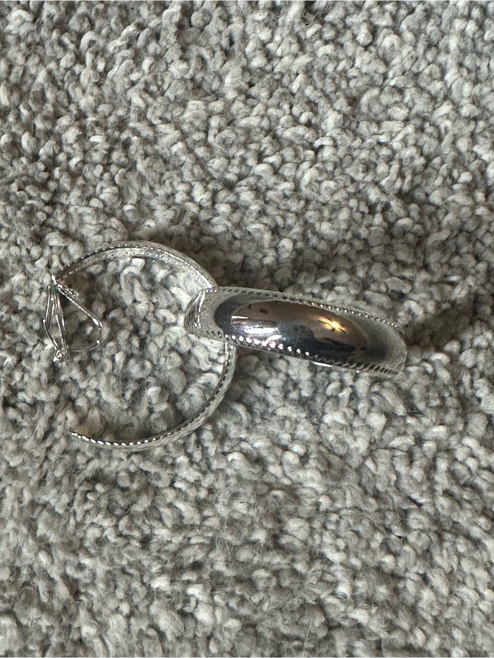 No piercing CLIP ON EARRINGS Textured Bead Accent - Silver